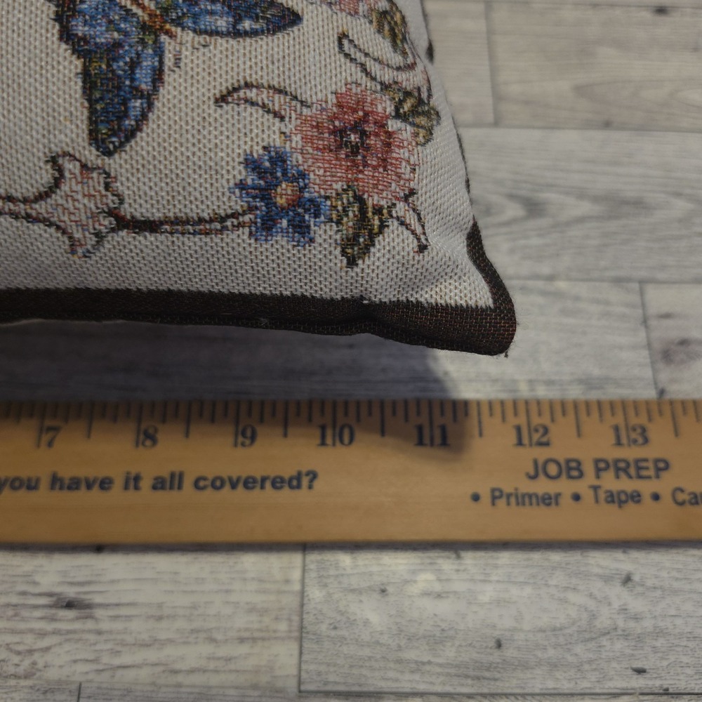 Collection Etc Friend Stitched Pillow Butterflies Flower Tan Brown Throw Pillow - Picture 5 of 7
